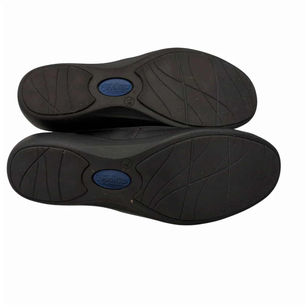 Cobbie Cuddlers Elanor Black Leather Slip-On Flat Comfort Shoe Sz 7W